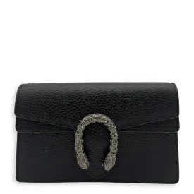 Dionysus Crossbody Bag Super Mini Black in Calfskin, Silver hardware