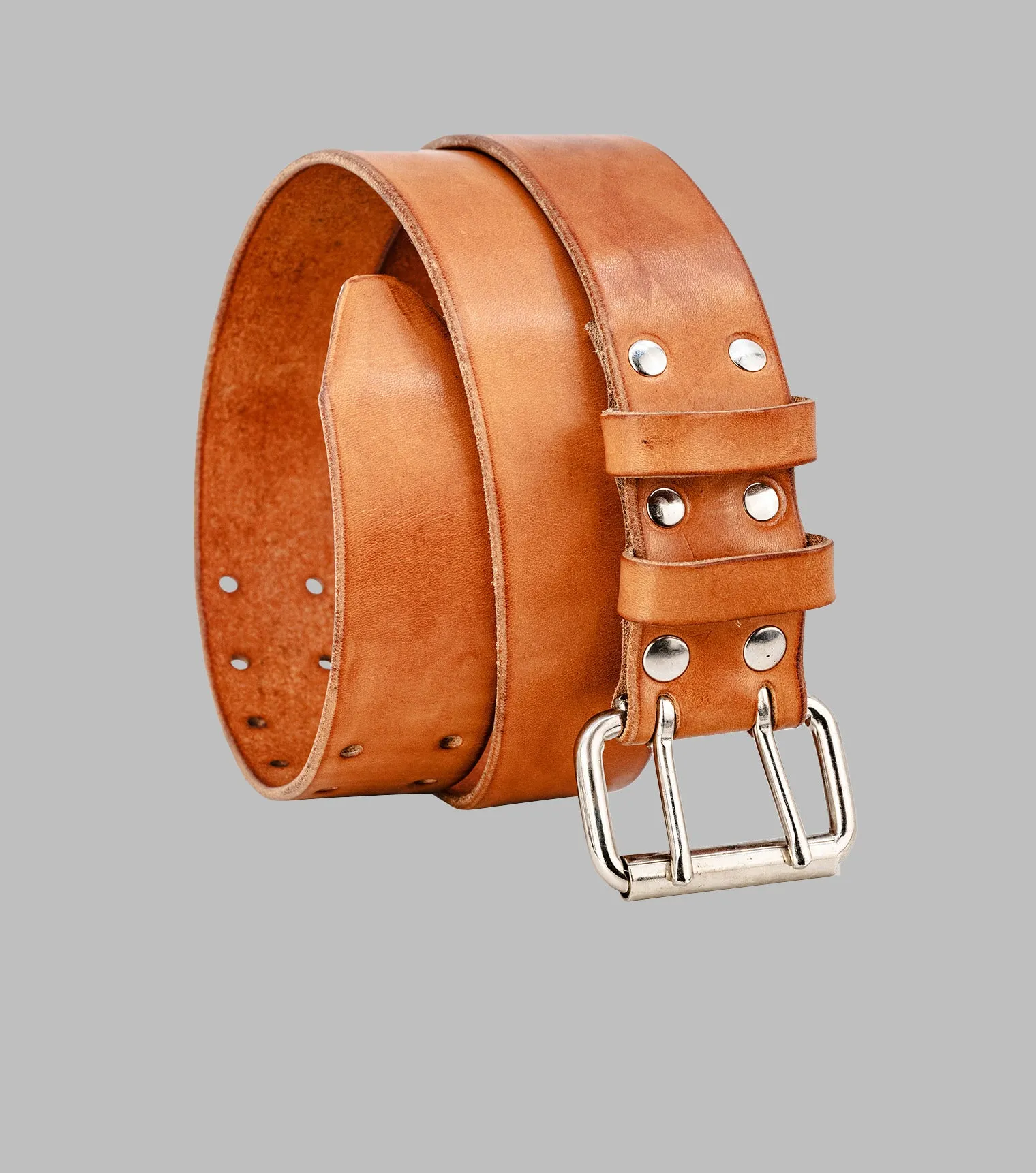 Double Prong Leather Belt | Extra wide belt
