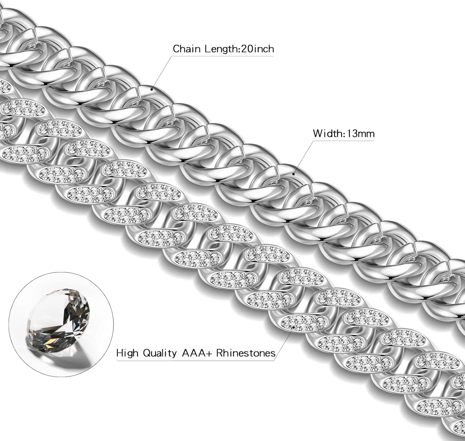 EDINGM Smiley Pendant Miami Cuban Link Chain for Men, Gold/Silver Plated Diamond Necklace, Iced Out Hip Hop Jewelry Gift