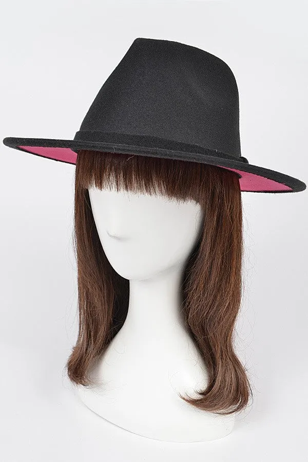 Faux Wool Two Tone Fedora Hat