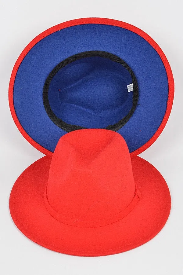 Faux Wool Two Tone Fedora Hat