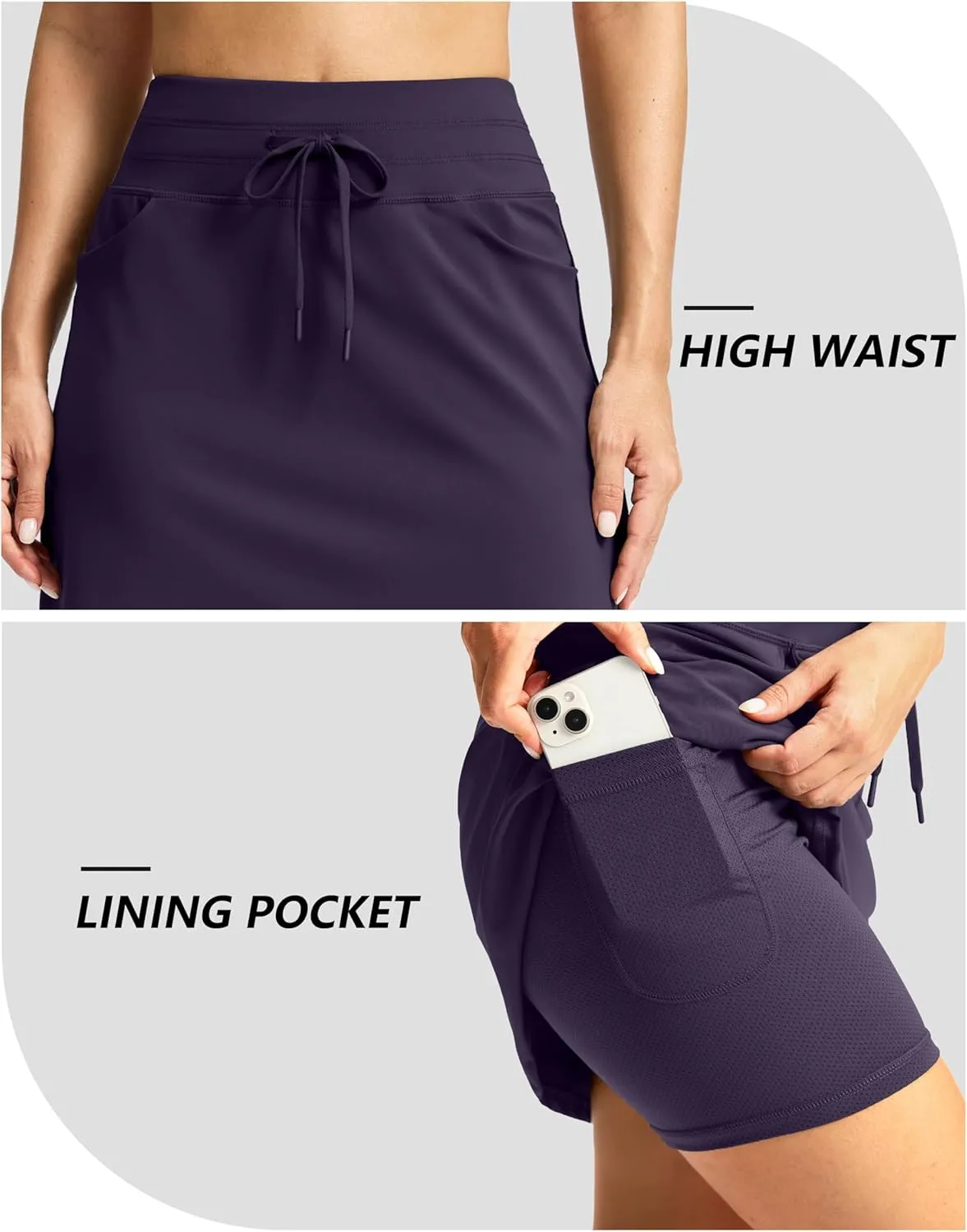 G Gradual Women's 18" Golf Skorts Skirts with 3 Pockets High Waisted Athletic Skorts for Women Stretchy Tennis Skirts