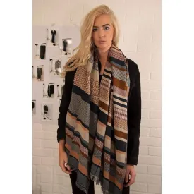 Geometric Jacquard Stripe Blanket Scarf