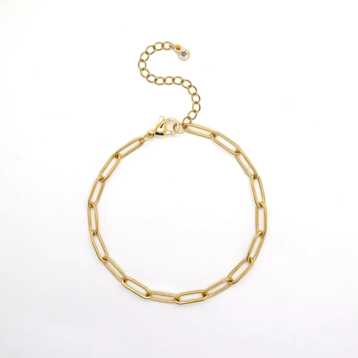 Golden Steel Paperclip Charm Bracelet