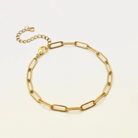 Golden Steel Paperclip Charm Bracelet