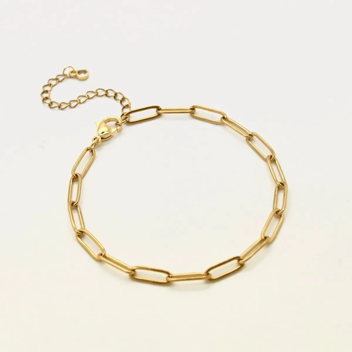 Golden Steel Paperclip Charm Bracelet