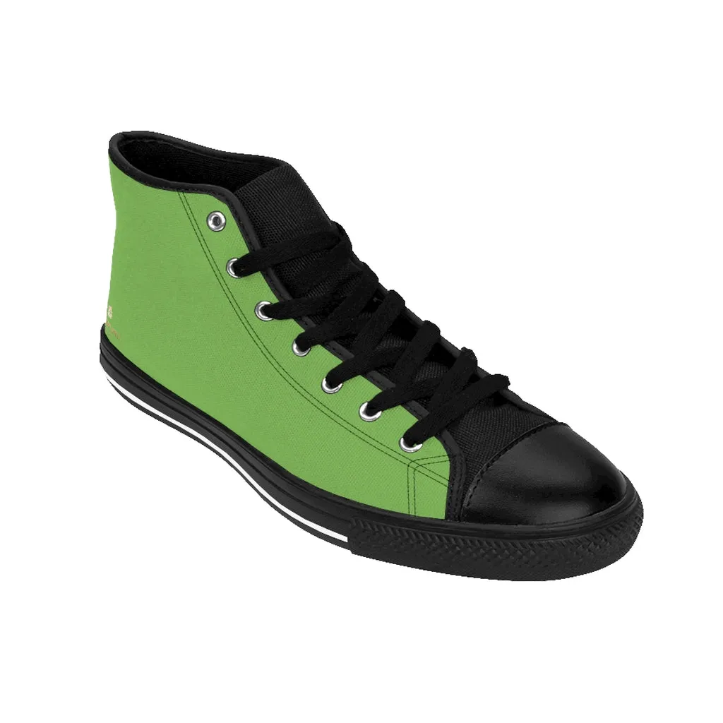 Green Men's High-top Sneakers, Solid Color Minimalist Designer Tennis Running Shoes (US Size: 6-14)