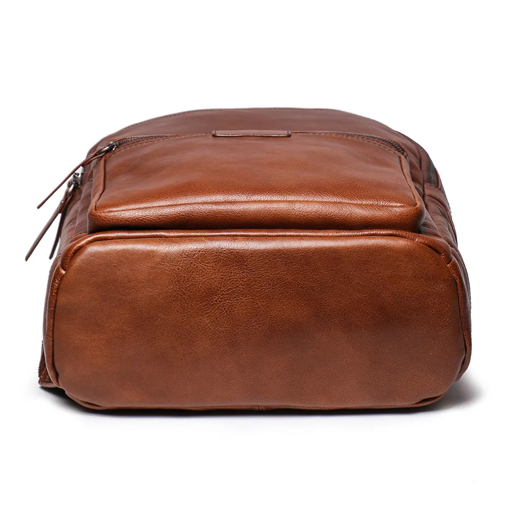 Handmade Full Grain Leather School Backpack for Men Laptop Bag Travel Backpack