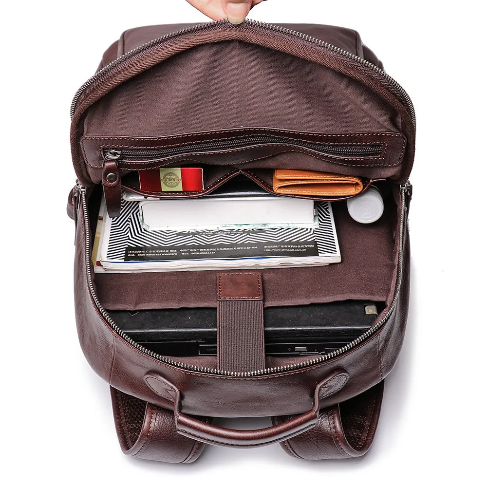 Handmade Full Grain Leather School Backpack for Men Laptop Bag Travel Backpack