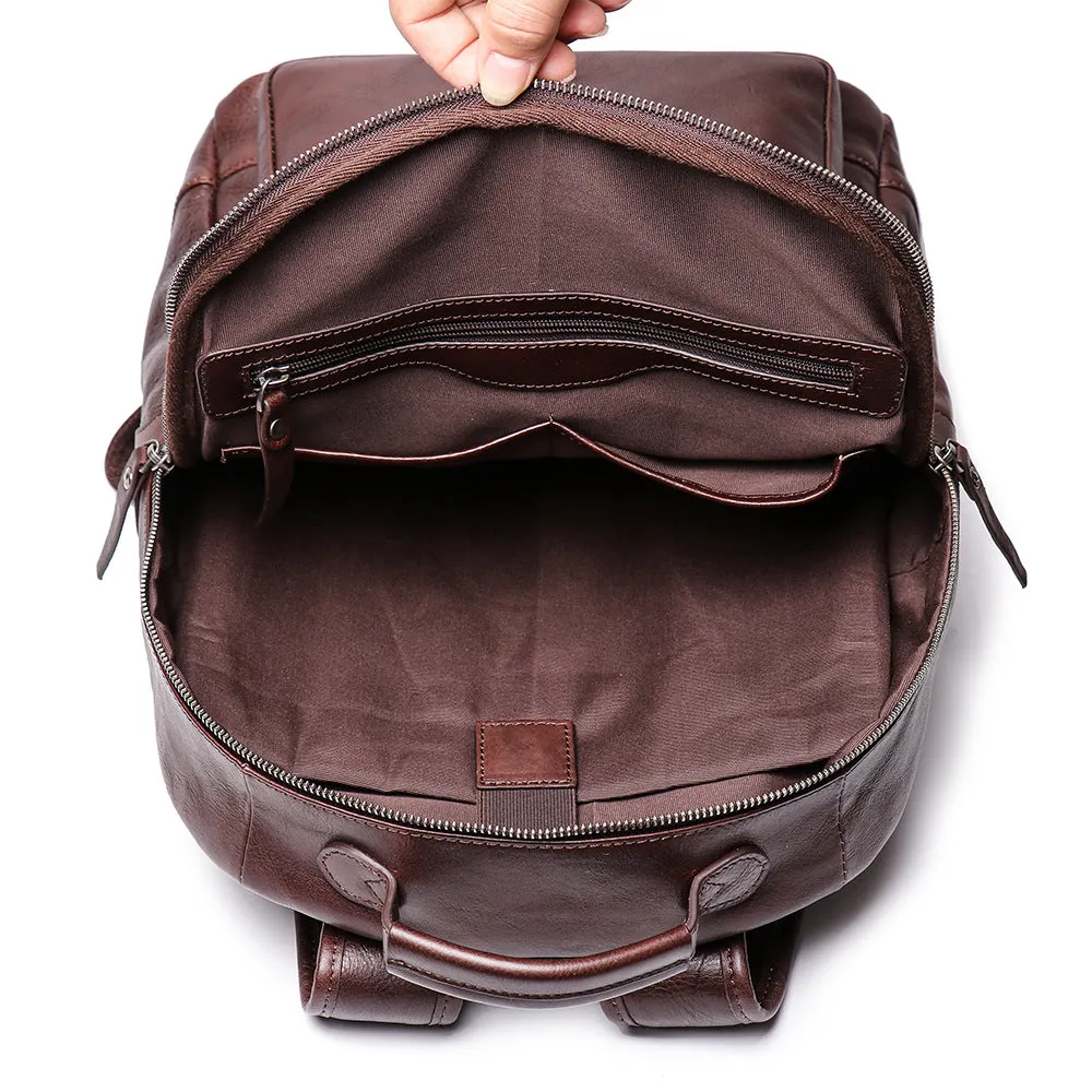 Handmade Full Grain Leather School Backpack for Men Laptop Bag Travel Backpack
