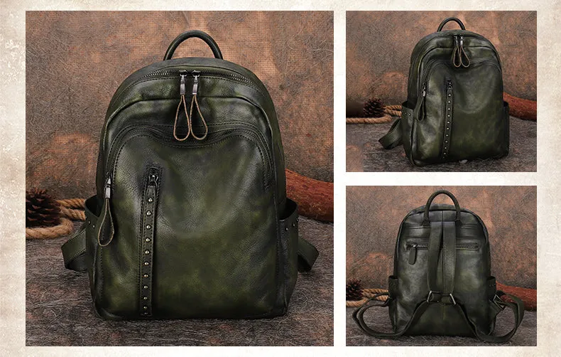 Handmade Ladies Leather Laptop Backpack Purse Women's Leather Rucksack For Women