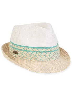 Hat - Green-Paperbraid Fedora Brim-Women's-Hcj380