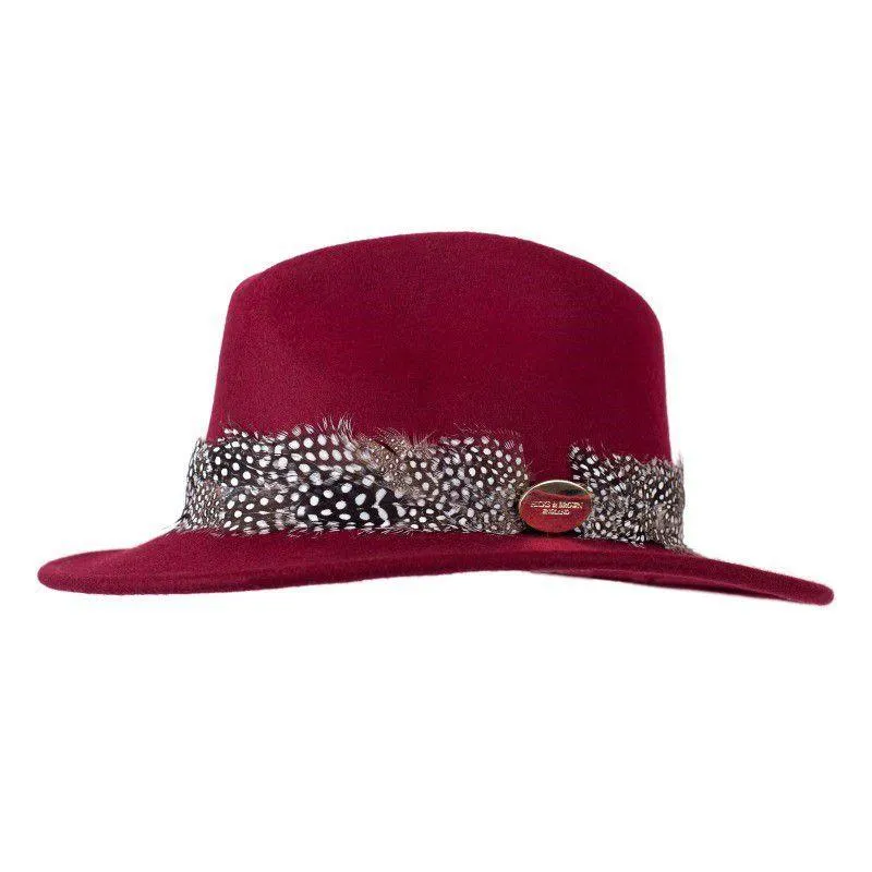 Hicks & Brown Guinea Wrap Fedora Hat - Maroon