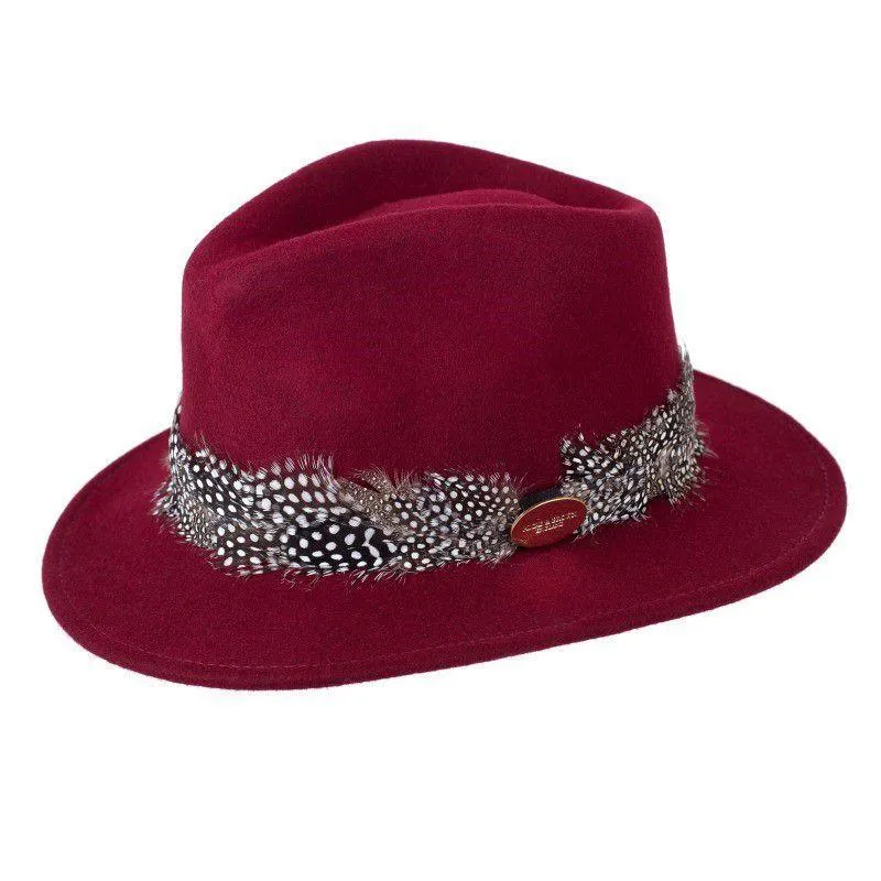 Hicks & Brown Guinea Wrap Fedora Hat - Maroon