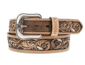 Hooey 'Top Notch' Natural Hand-Tooled Filigree Cutout Leather Belt HMBLT001
