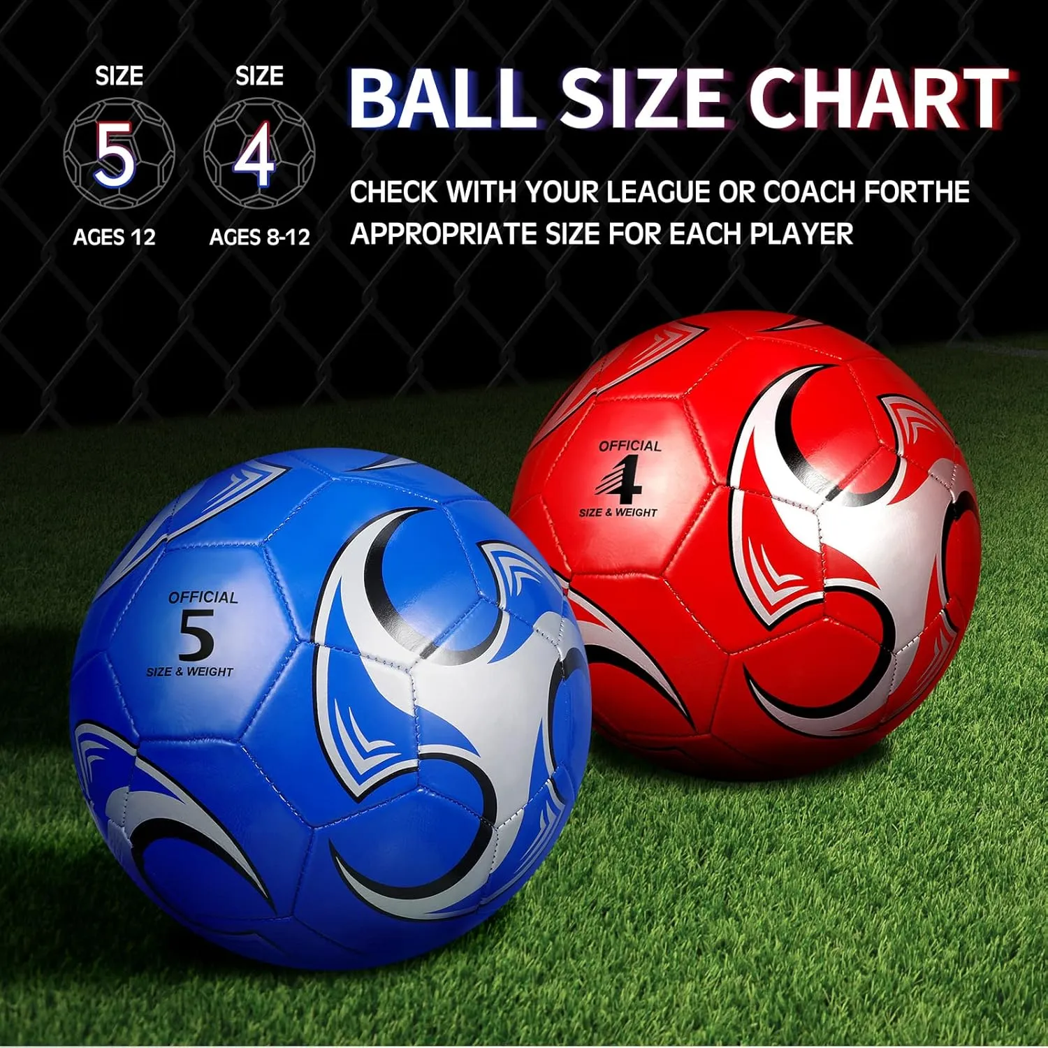 HyDren 2 Pcs Soccer Balls with Pump Official Size Soccer Ball for Game Training Back to School Indoor Outdoor Sport Gift for Child Youth Adult