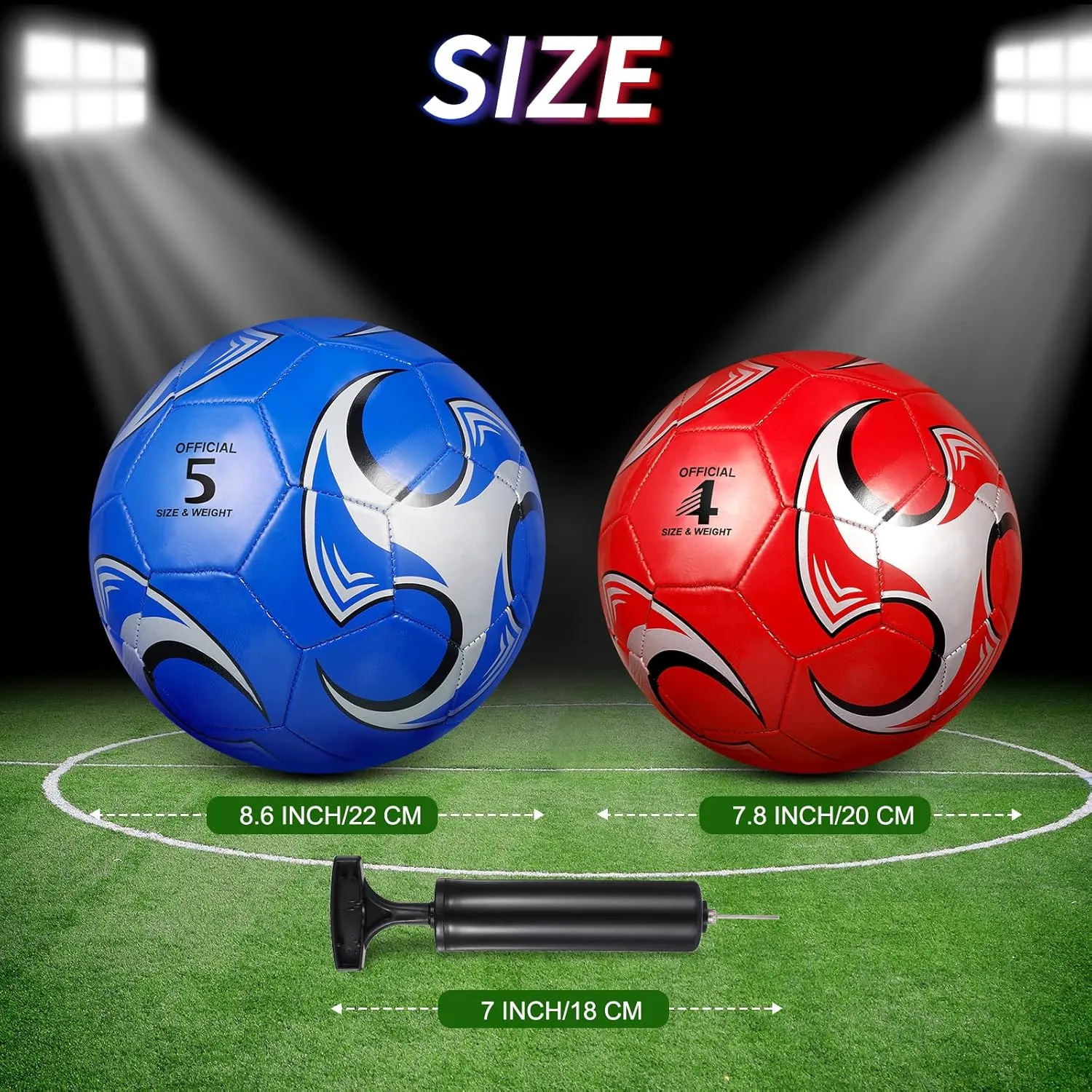 HyDren 2 Pcs Soccer Balls with Pump Official Size Soccer Ball for Game Training Back to School Indoor Outdoor Sport Gift for Child Youth Adult