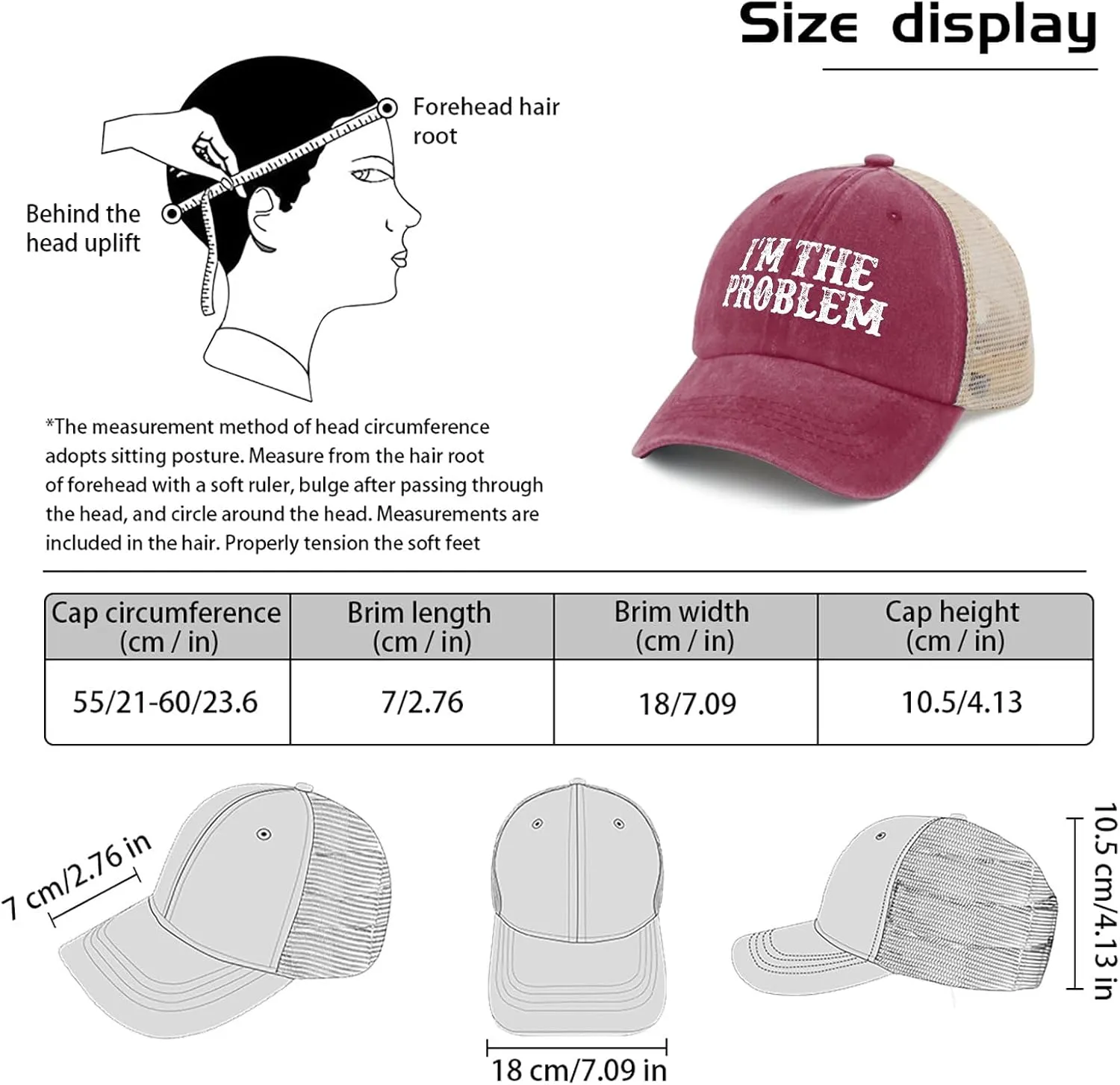I'm The Problem Trucker Hat Women Trendy Mesh Trucker Hats for Summer