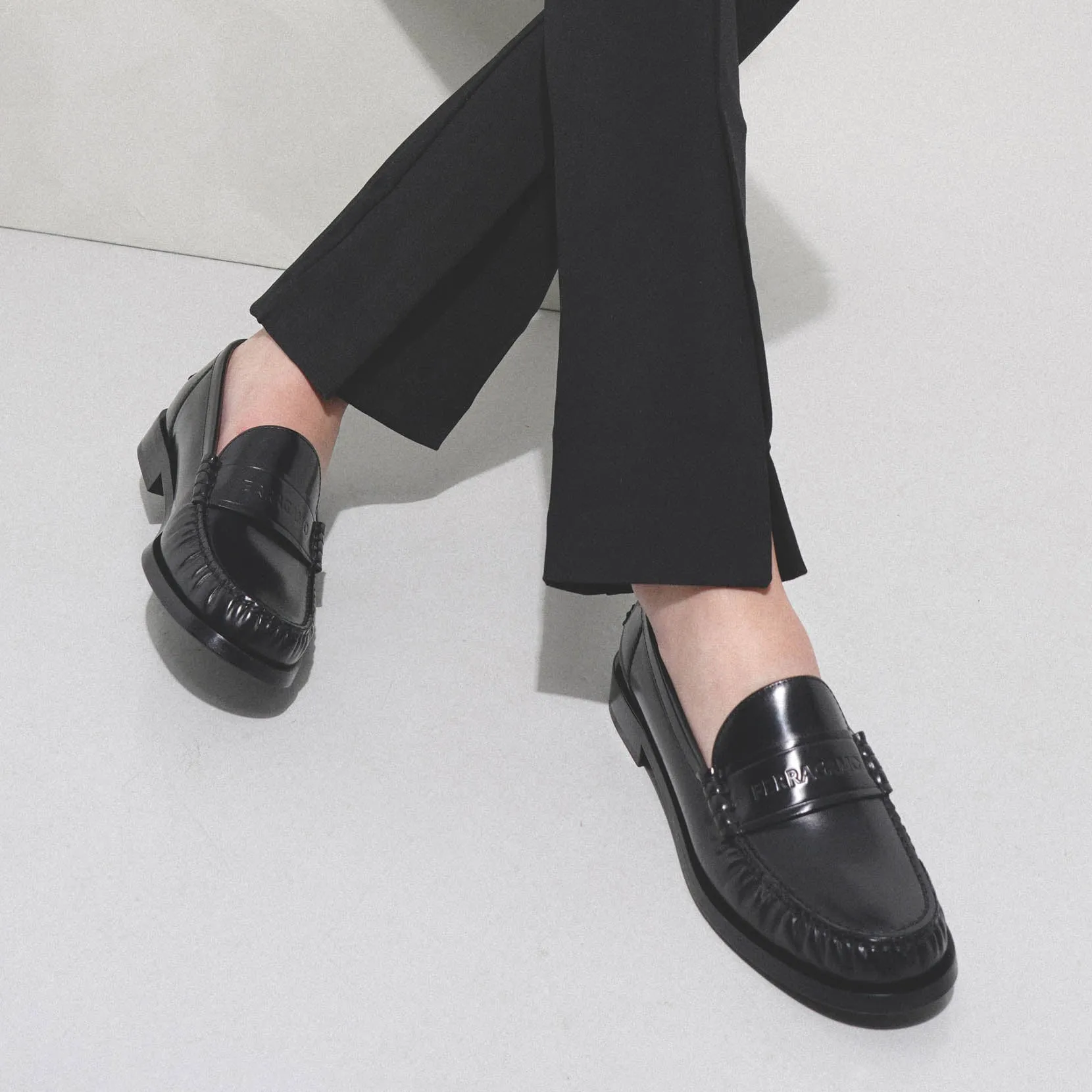 Irina black leather loafers