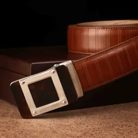 Italian VT Stripe | Original Leather Belt for Men | Color: Brown