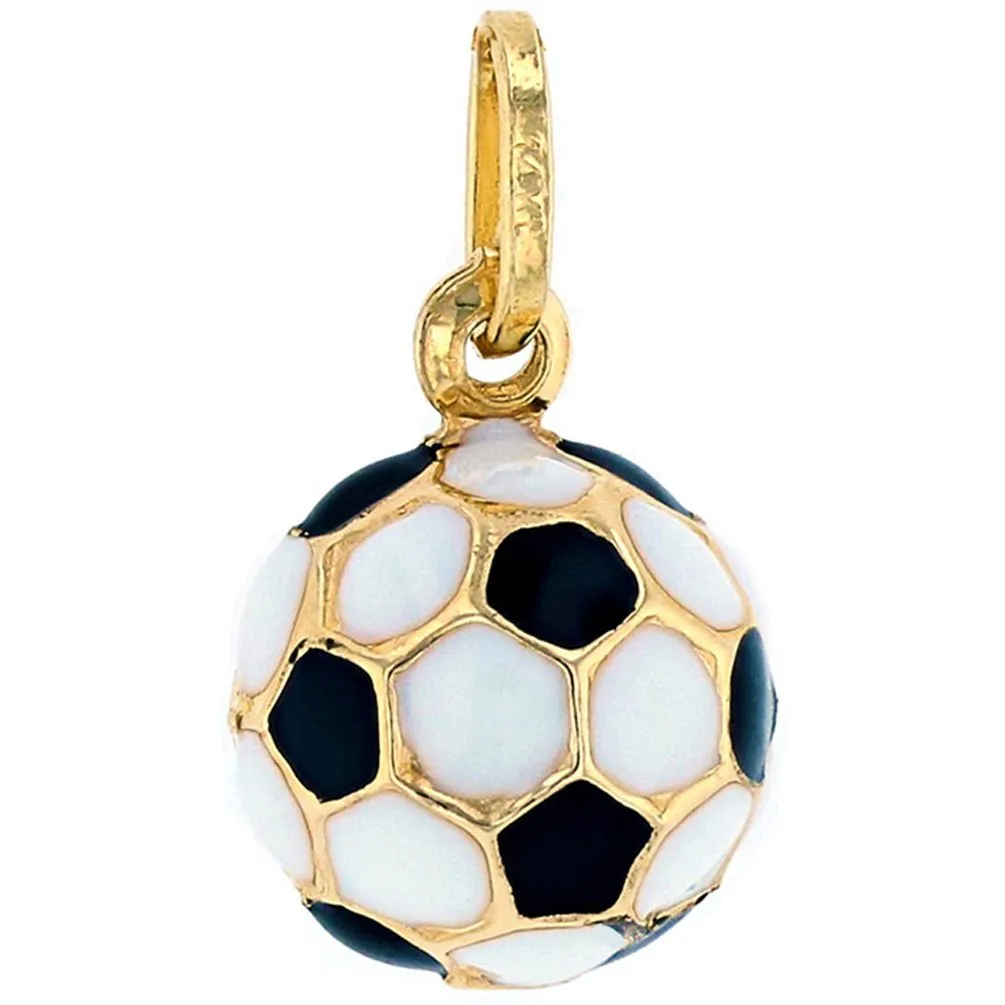 Jewelry America Fine 14k Gold Simple Soccer Ball Futbol Pendant Necklace