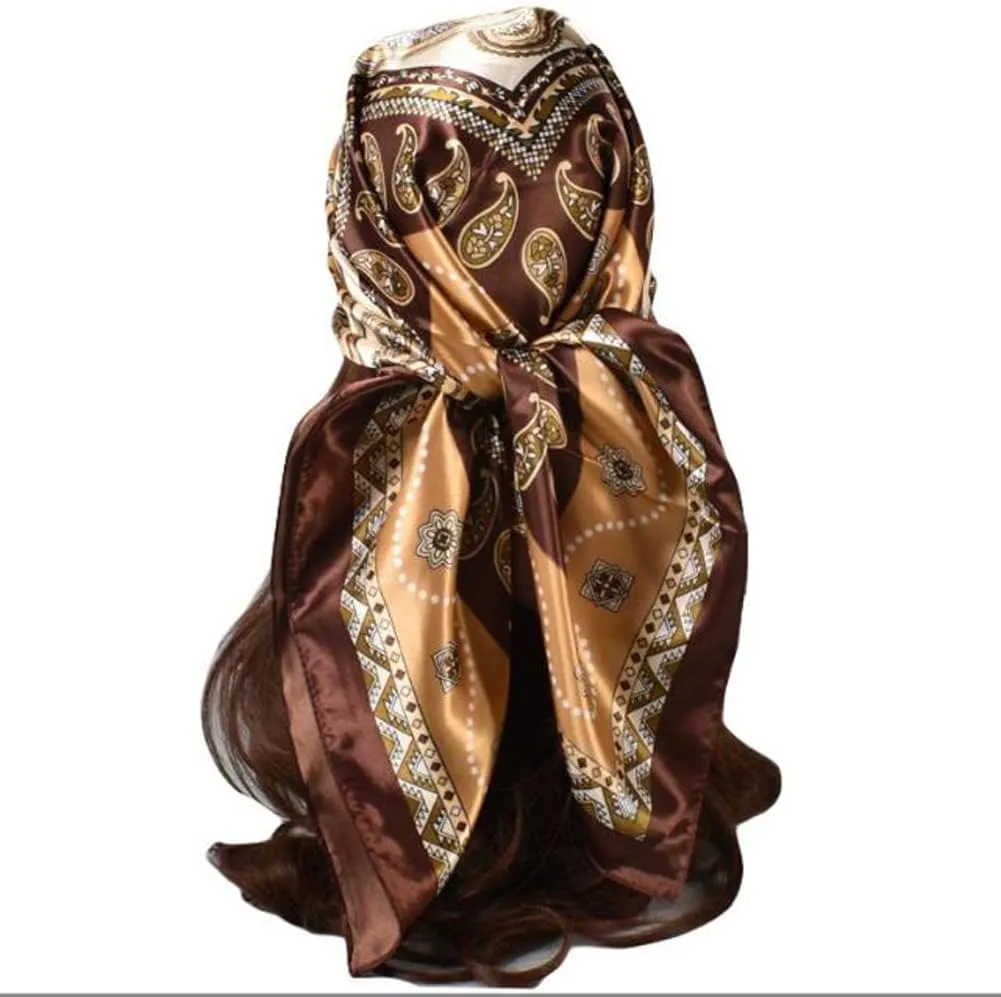 K-Elewon 35" Large Women's Satin Square Silk Feeling Hair Scarf Wrap Headscarf