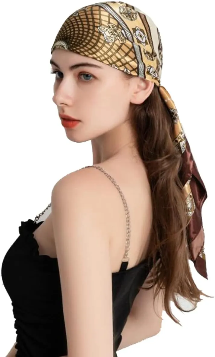 K-Elewon 35" Large Women's Satin Square Silk Feeling Hair Scarf Wrap Headscarf