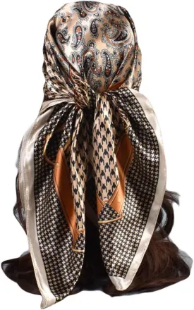 K-Elewon 35" Large Women's Satin Square Silk Feeling Hair Scarf Wrap Headscarf