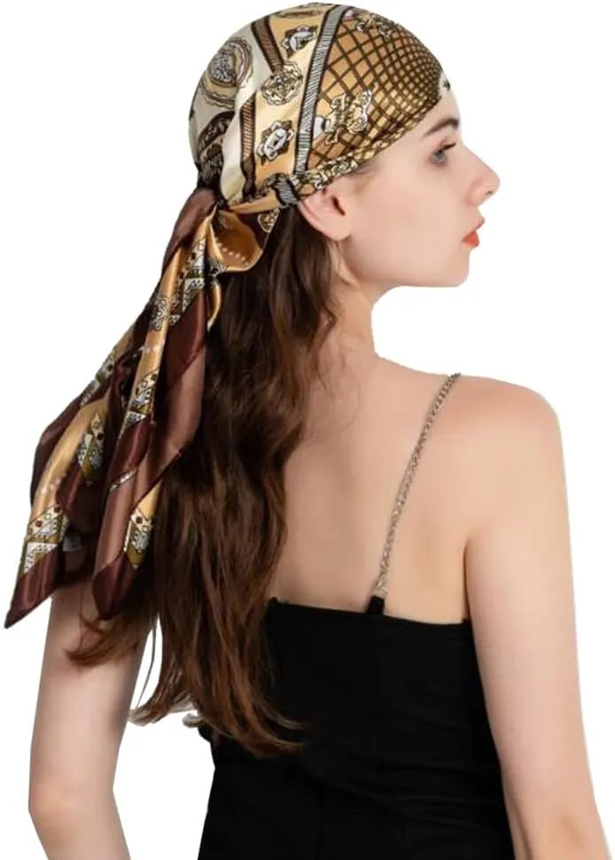 K-Elewon 35" Large Women's Satin Square Silk Feeling Hair Scarf Wrap Headscarf