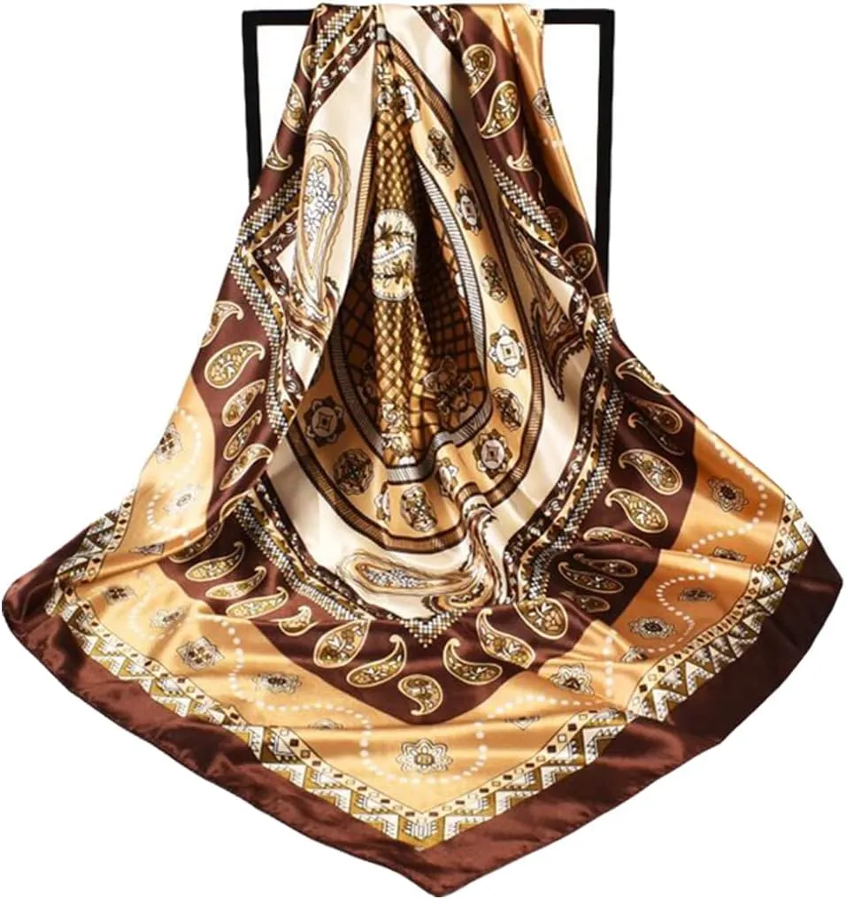 K-Elewon 35" Large Women's Satin Square Silk Feeling Hair Scarf Wrap Headscarf