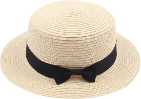 Kids Girls Boys Fedora Straw Hat Infant Children Summer Panama Cap Wide Brim Hats Floppy Beach Sun Cap Visor Hat