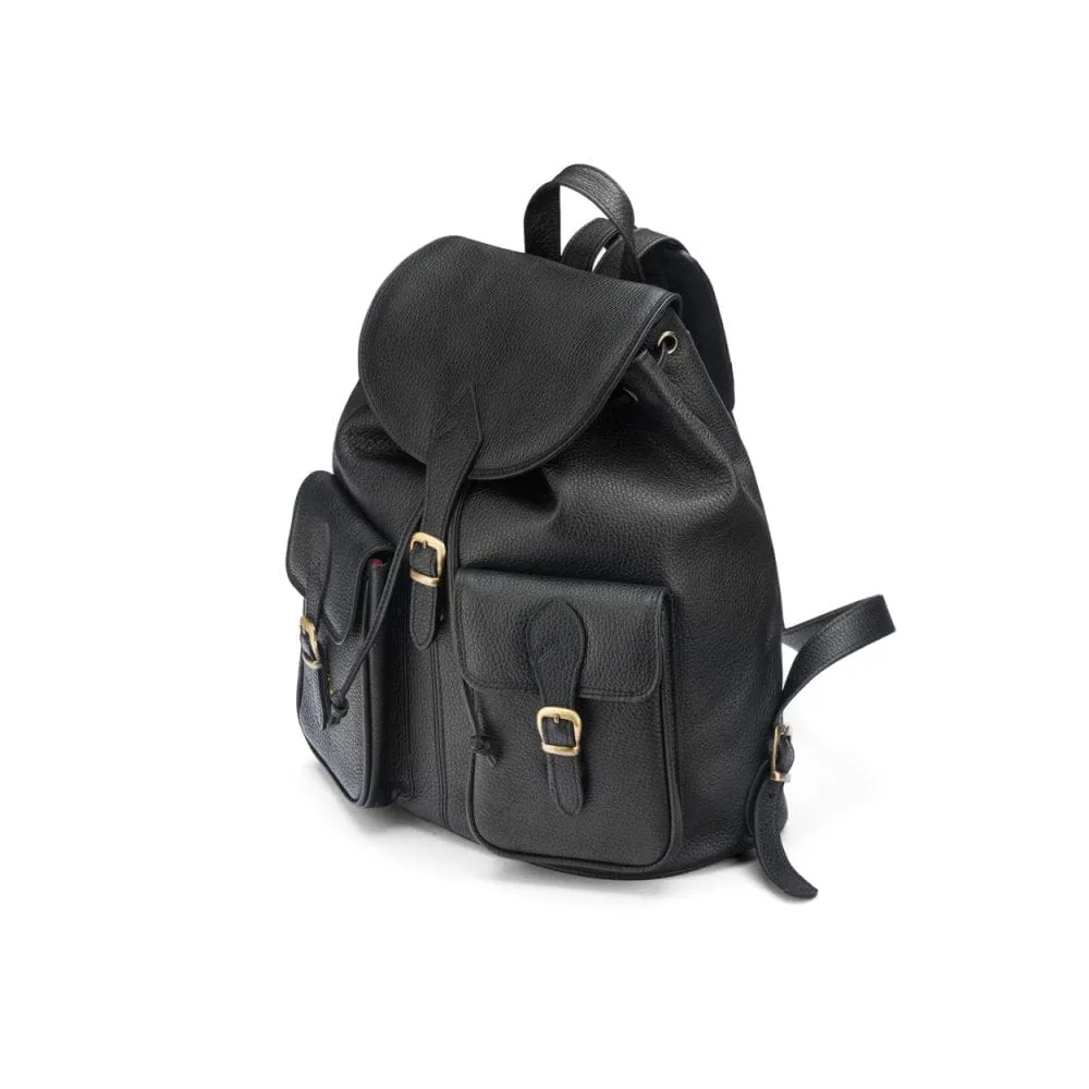 Large Leather Backpack - Black