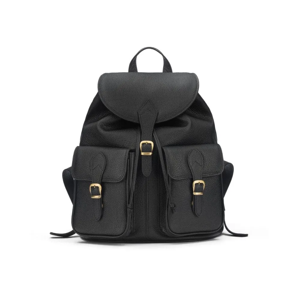 Large Leather Backpack - Black
