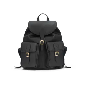 Large Leather Backpack - Black