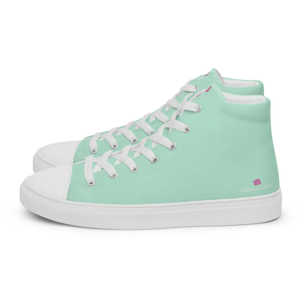 Light Blue Men's High Tops, Solid Light Pastel Blue Color Men’s High Top Canvas Sneaker Shoes (US Size: 5-13)