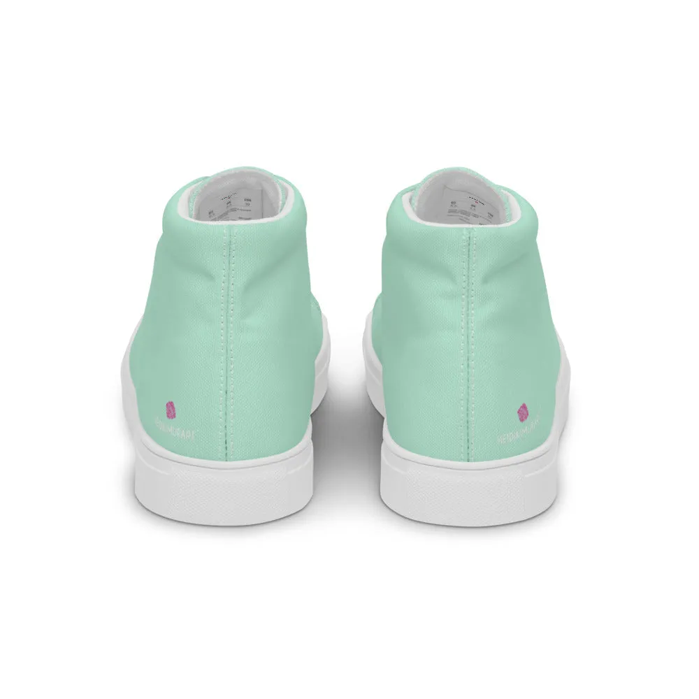 Light Blue Men's High Tops, Solid Light Pastel Blue Color Men’s High Top Canvas Sneaker Shoes (US Size: 5-13)