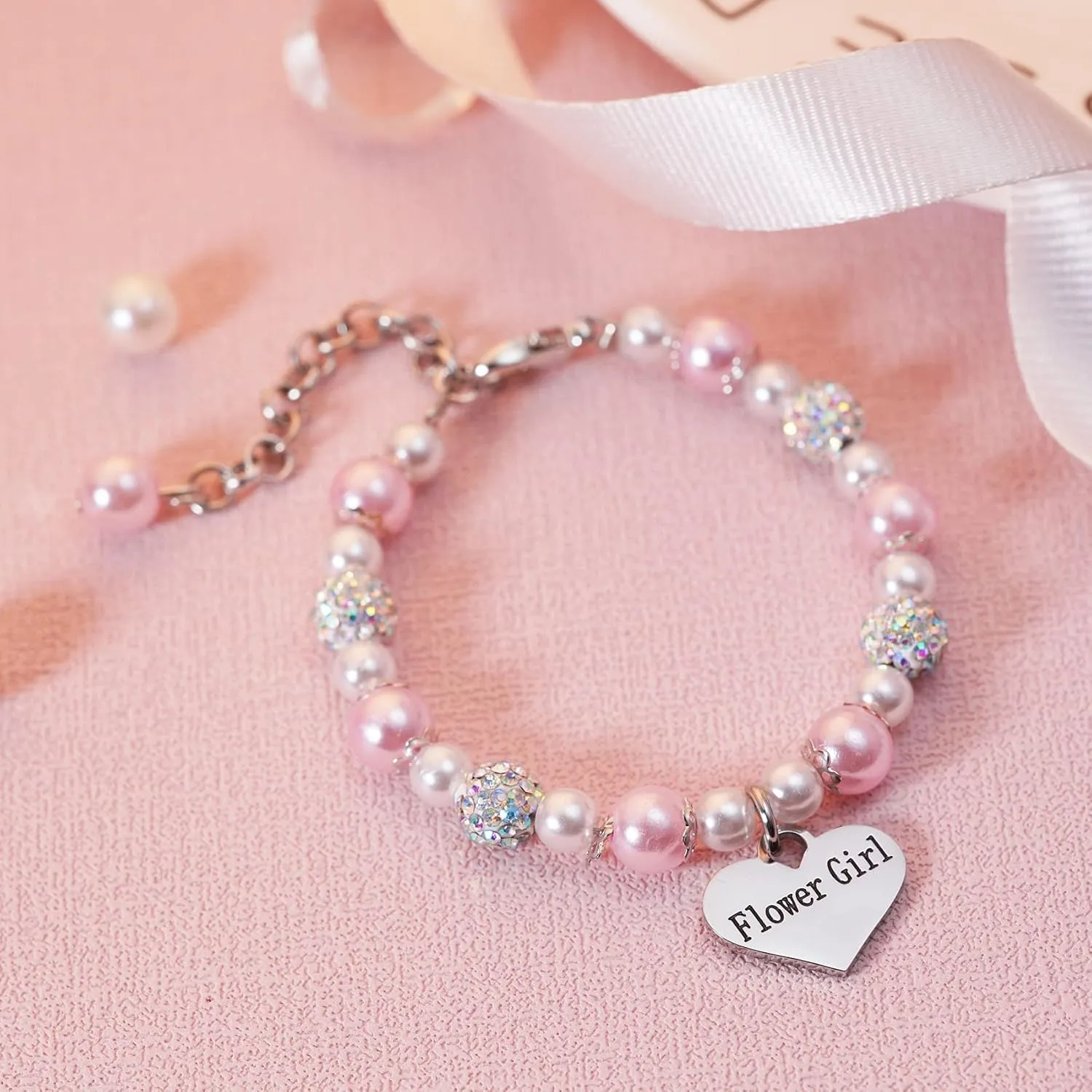 LParkin Flower Girl Bracelet Flowergirl Pearl Bracelet Flowergirl Gift Jewelry