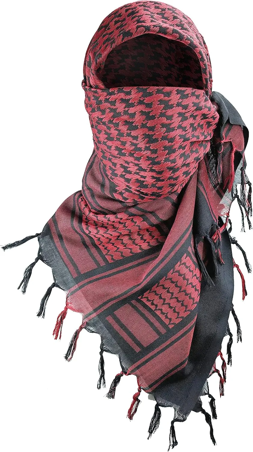 Luxns Military Shemagh Tactical Desert Scarf / 100% Cotton Keffiyeh Scarf Wrap for Men And Women