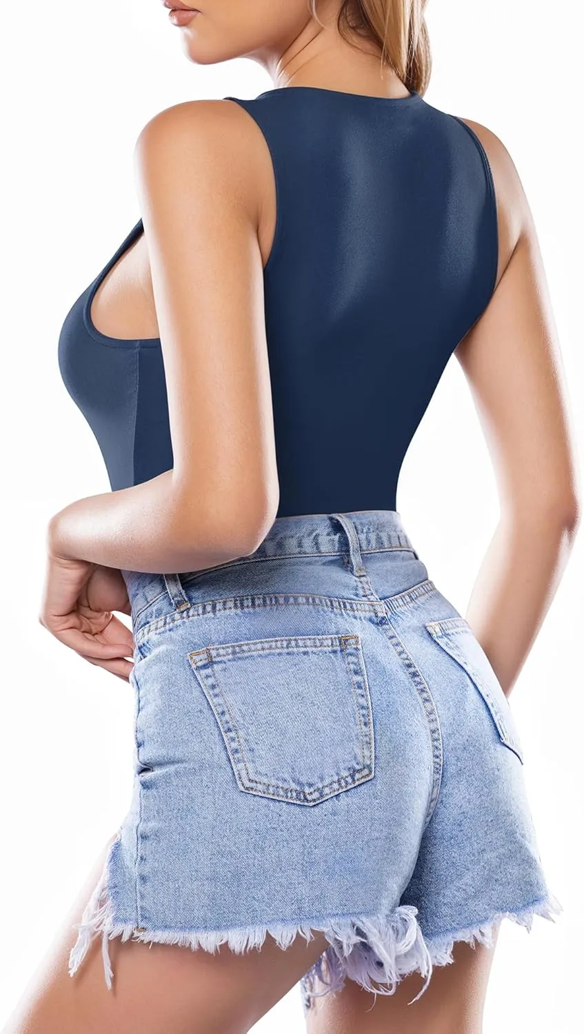 MANGOPOP Tank Top Body Suits Women Sexy Crew Neck Racerback Halter Ribbed Sleeveless Bodysuit for Women