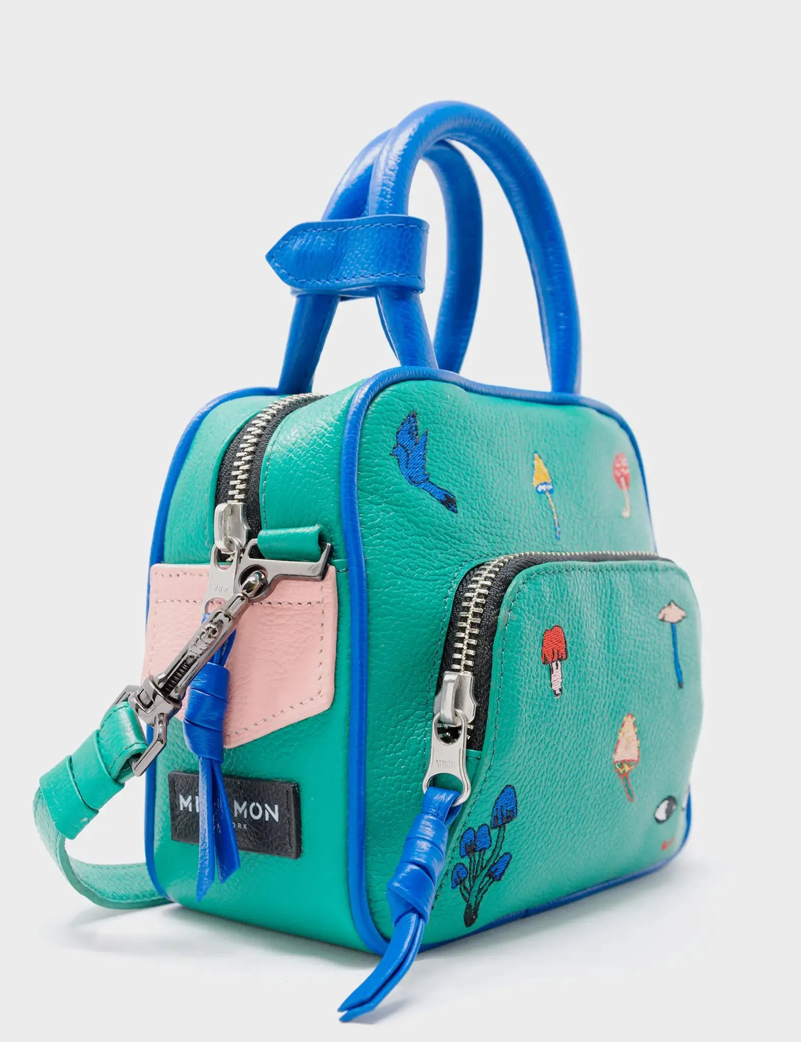 Marino Mini Crossbody Deep Green Leather Bag - Woodlands Embroidery