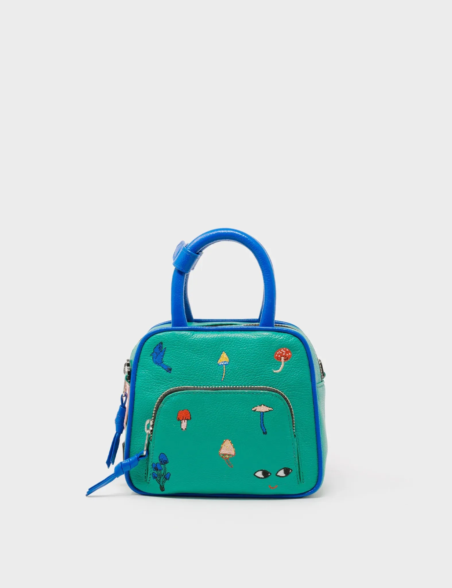 Marino Mini Crossbody Deep Green Leather Bag - Woodlands Embroidery