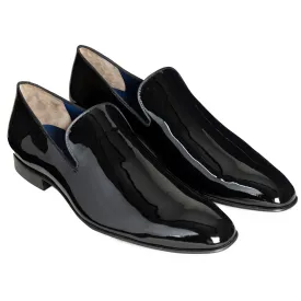 Men´s black patent tuxedo-slip on loafers