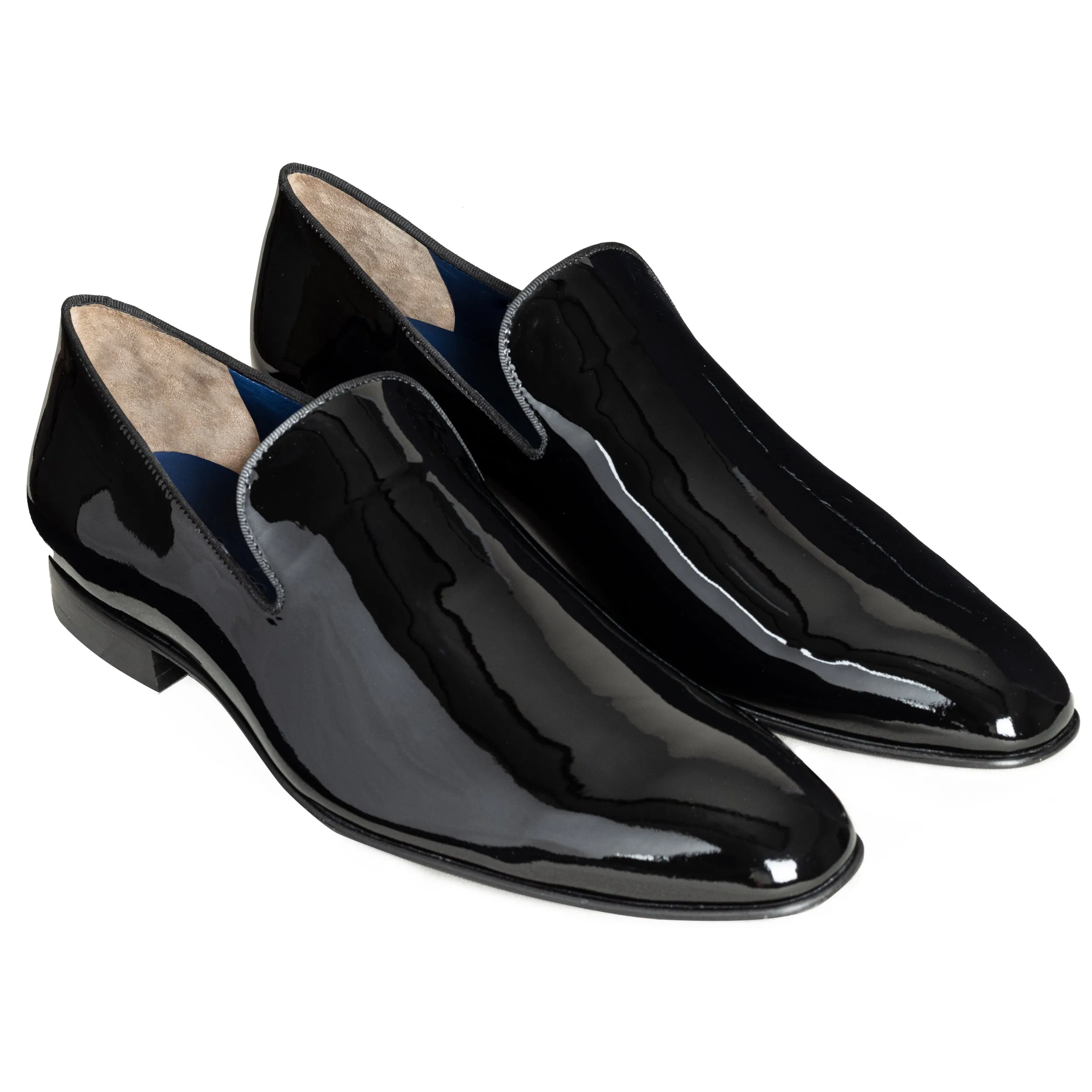 Men´s black patent tuxedo-slip on loafers