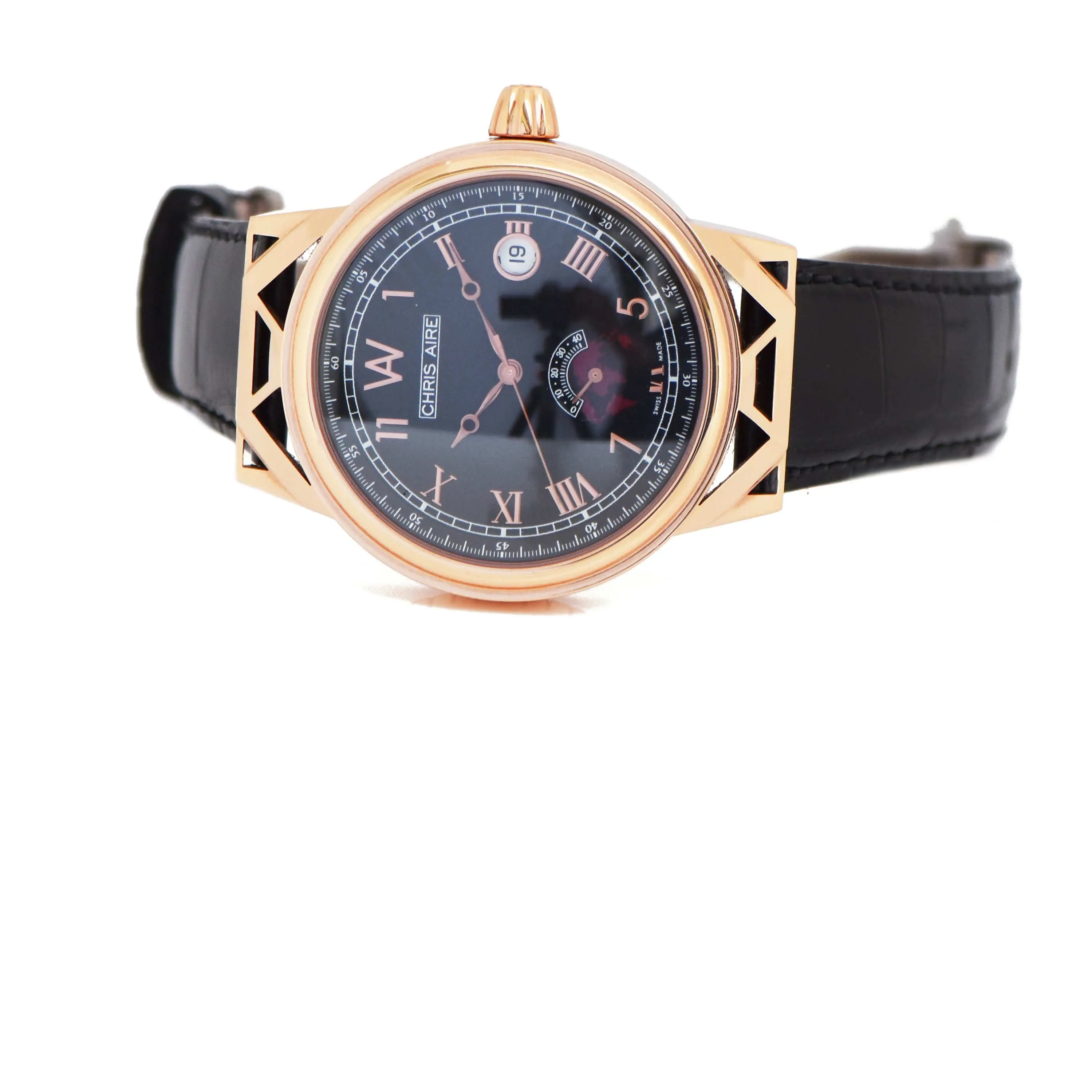 Men’s Gold Watch - Aire Capitol Hill Watch Swiss Made 18 Karat Solid Gold Power Reserve Luxury Rare Watch - Red Gold®