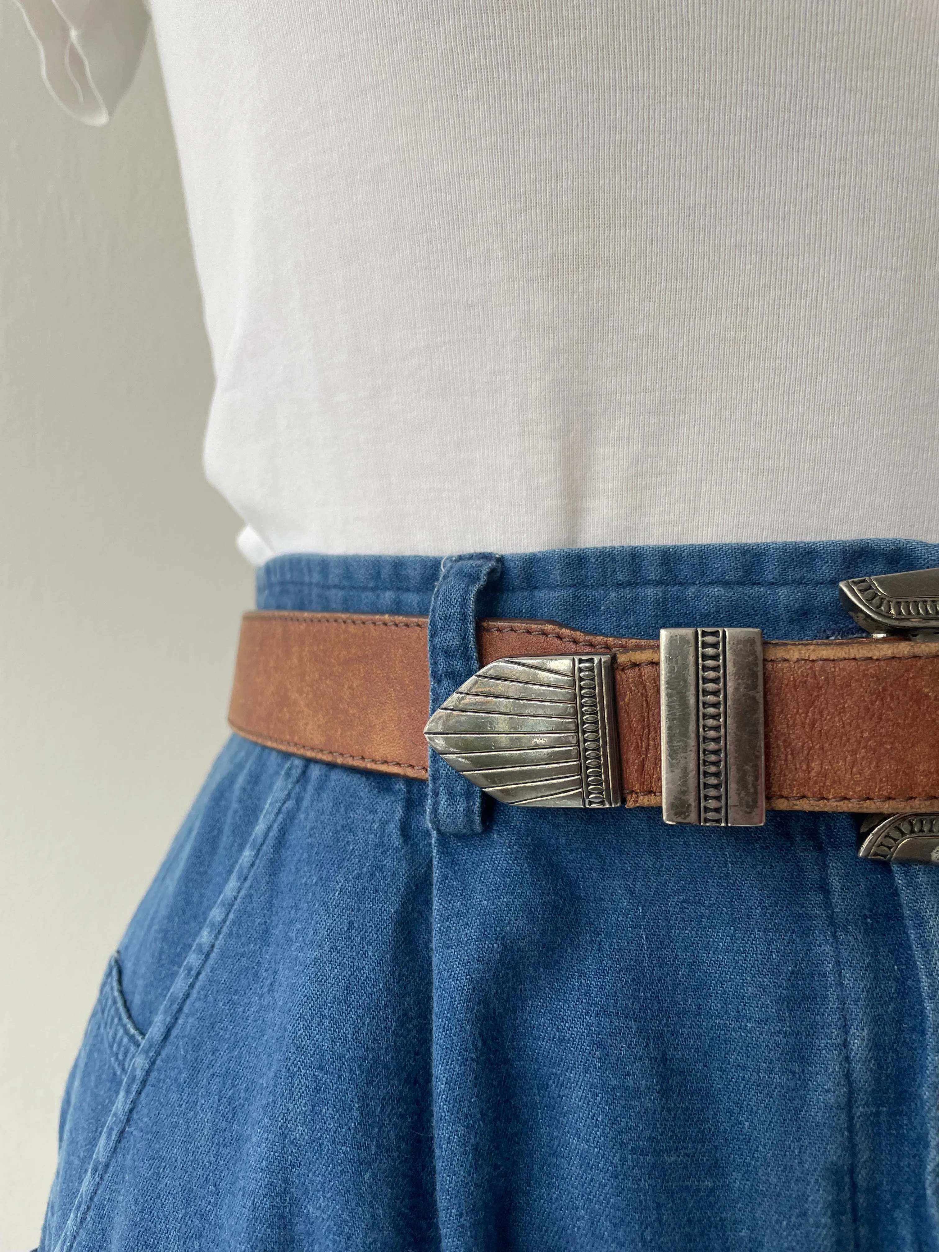 Metal Tipped Leather Belt