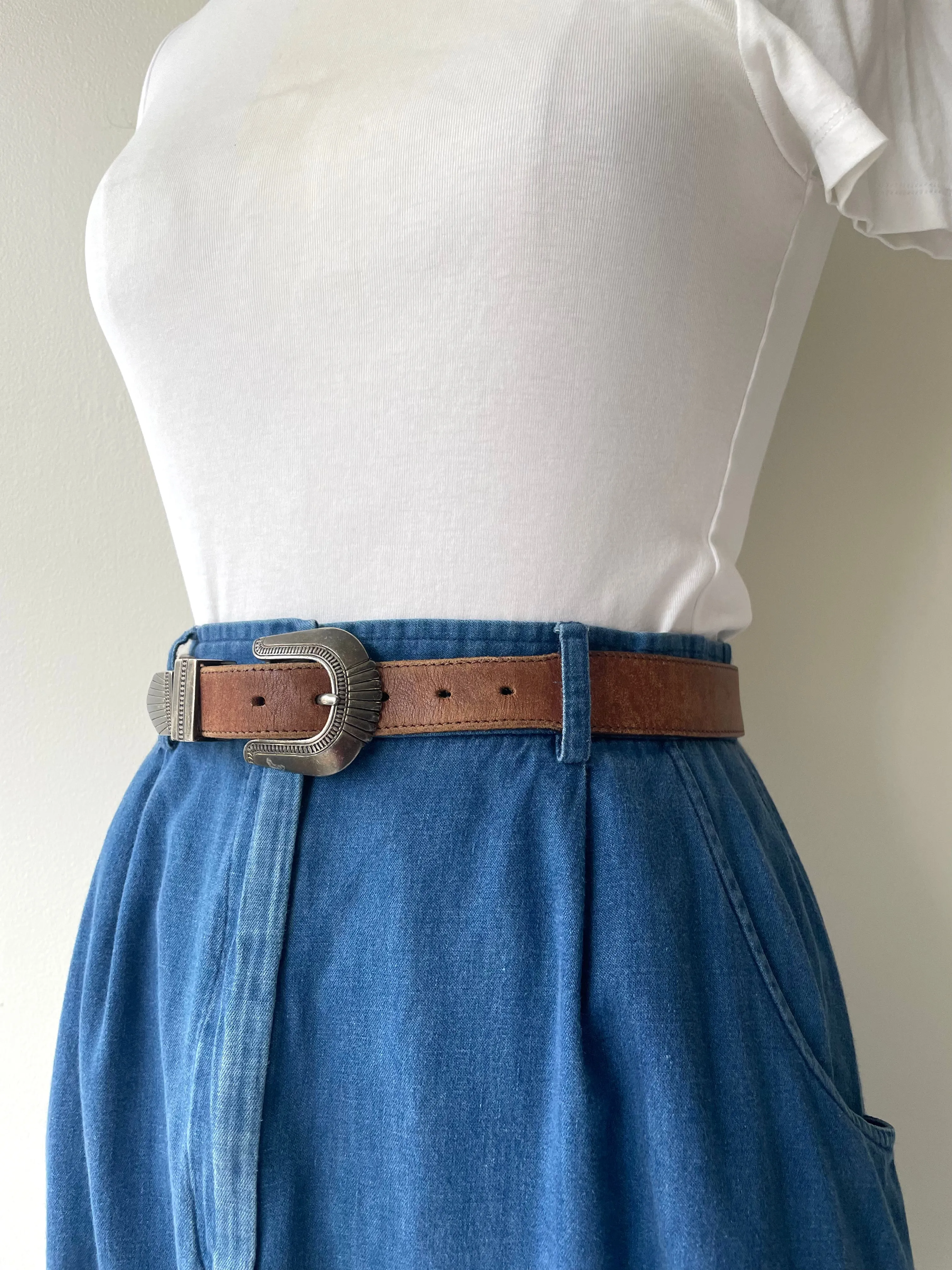 Metal Tipped Leather Belt