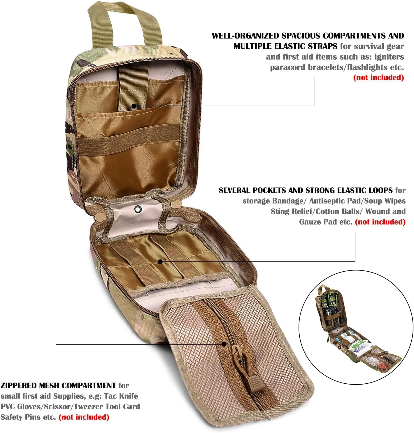 Molle First Aid Pouch Empty Medical Bag IFAK Tactical Rip-Away Pouches Small Bug Out Bags Trauma Medic Bag
