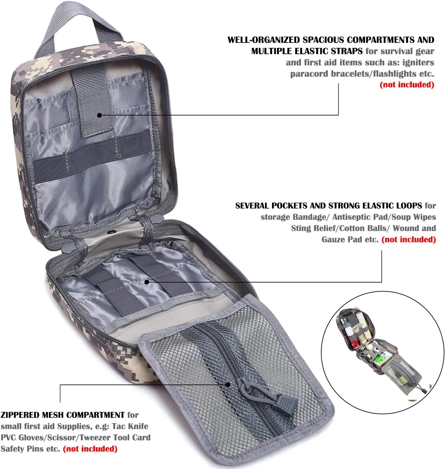 Molle First Aid Pouch Empty Medical Bag IFAK Tactical Rip-Away Pouches Small Bug Out Bags Trauma Medic Bag