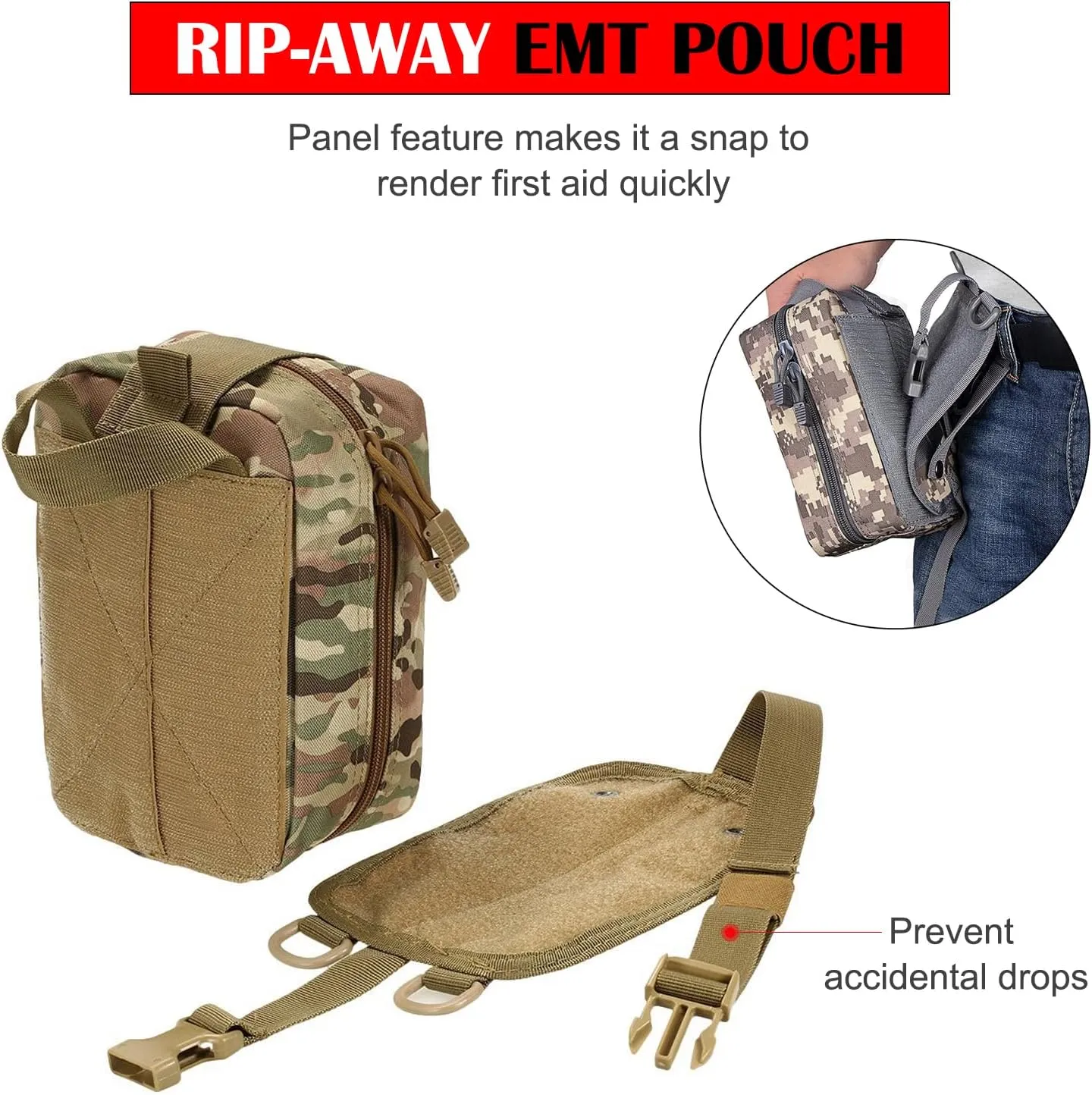 Molle First Aid Pouch Empty Medical Bag IFAK Tactical Rip-Away Pouches Small Bug Out Bags Trauma Medic Bag