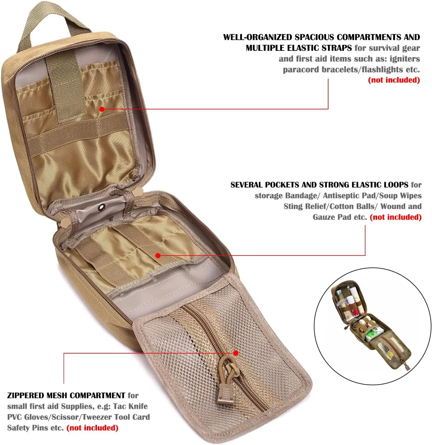 Molle First Aid Pouch Empty Medical Bag IFAK Tactical Rip-Away Pouches Small Bug Out Bags Trauma Medic Bag